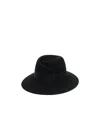 Maison Michel Virginie Wool Hat Wide Brim Ribbon In Black