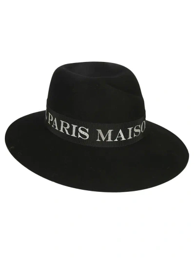 Maison Michel Virginie Logo-tape Fedora Hat In Black