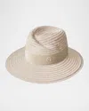 Maison Michel Virginie Fedora Hat In Linen Beige