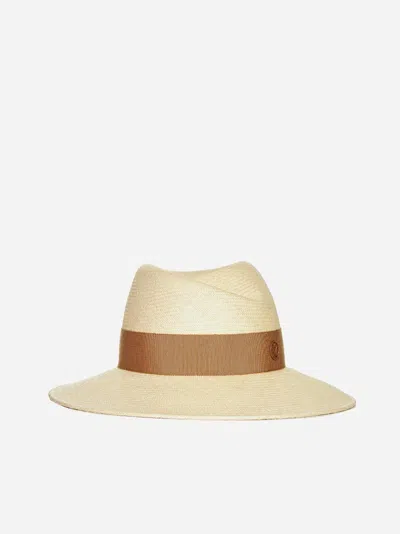 Maison Michel Virginie Straw Fedora Hat In Brown
