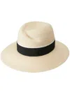 Maison Michel Virginie Timeless Wide-brim Hat With Navy Band In Neutrals