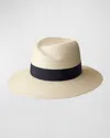 Maison Michel Virginie Timeless Wide-brim Hat With Navy Band In Neutral
