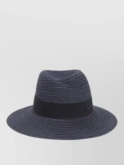 Maison Michel Virginie Wide Brim Hat Ribbon Band In Blue