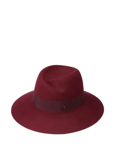 Maison Michel Virginie Wool-felt Ribbon-embellished Hat In Burgundy