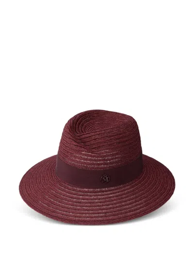 Maison Michel Virginie Woven-design Fedora Hat In Burgundy