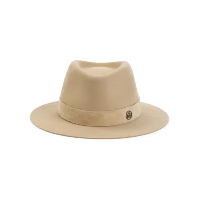 Maison Michel Warm Beige Andre Suede Hat In Brown