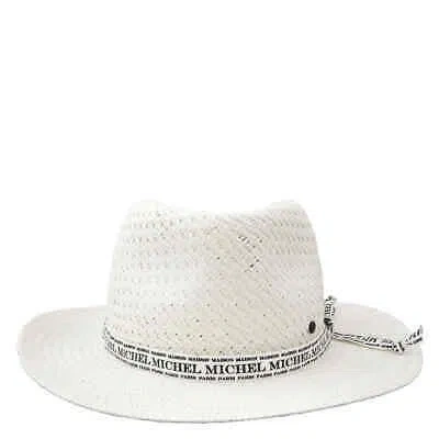 Pre-owned Maison Michel White Andre Rollable Fedora Hat In Paper Straw