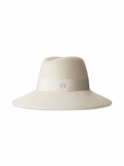Maison Michel White Kate Felt Fedora Hat In Neutrals