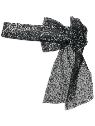 Maison Michel Wicole Sequined Bow Headband In Black
