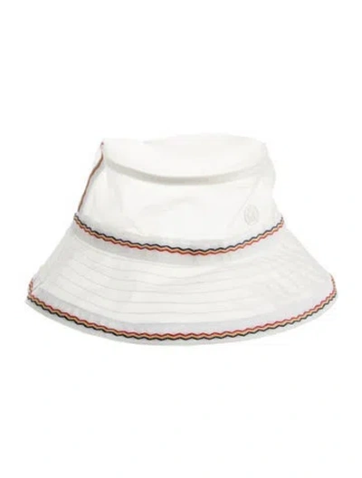 Pre-owned Maison Michel Wide Brim Bucket Hat In White