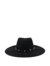 Maison Michel Roy Rock Studs Wool Felt Fedora Hat In White