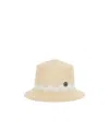Maison Michel Wide Brim Design Hat In Neutral