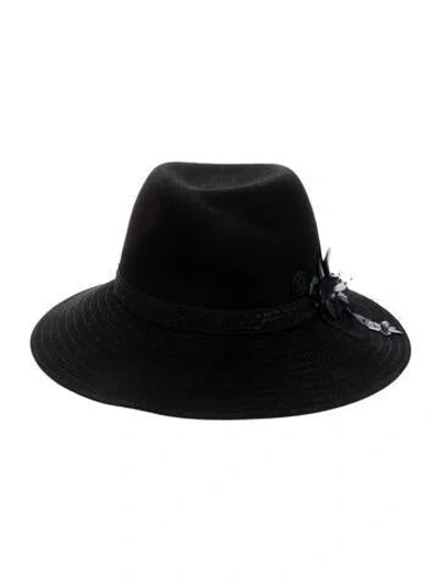 Pre-owned Maison Michel Wide Brim Fedora In Black