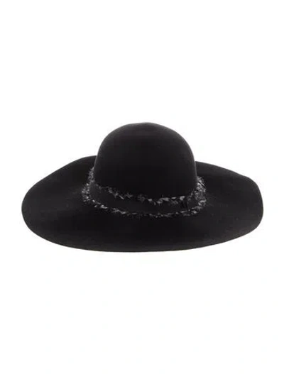 Pre-owned Maison Michel Wide Brim Fedora In Black