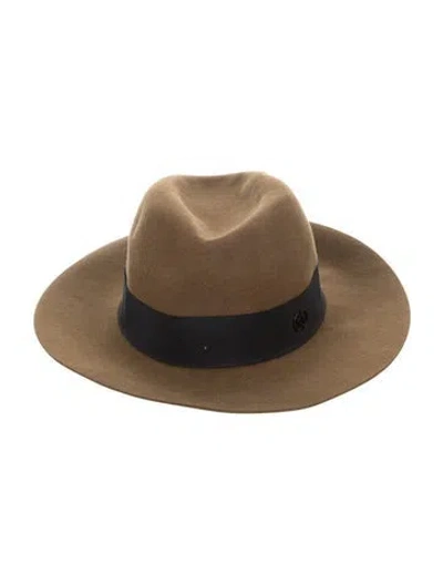 Pre-owned Maison Michel Wide Brim Fedora Hat In Brown
