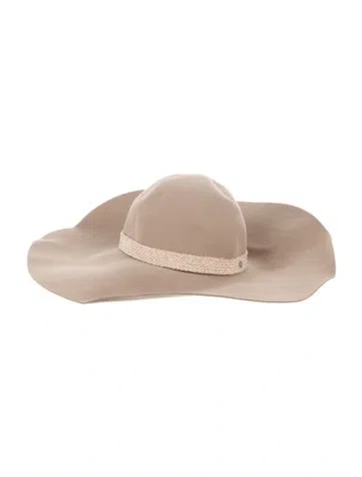 Pre-owned Maison Michel Wide Brim Fedora In Neutral