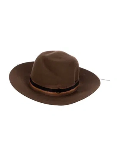 Pre-owned Maison Michel Wide Brim Hat In Brown
