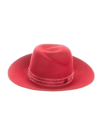 Pre-owned Maison Michel Wide Brim Hat In Red
