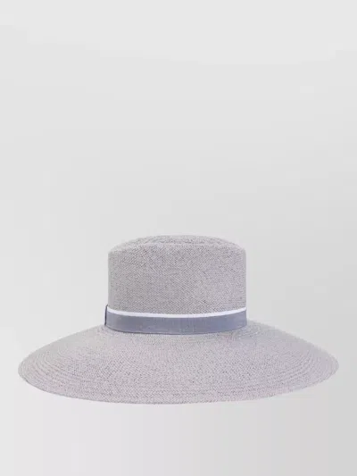 Maison Michel Anna Hat Wide Brim Woven Strap In Gray