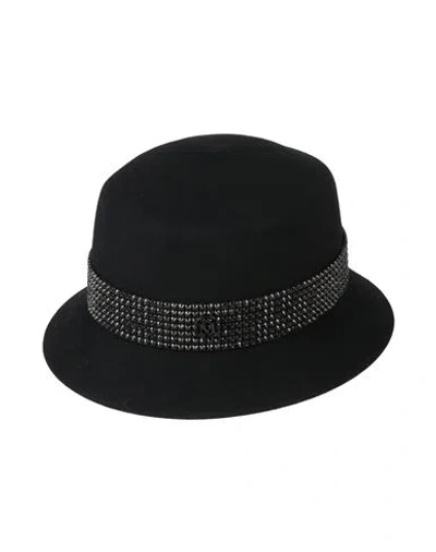 Maison Michel Woman Hat Black Size L Wool, Brass, Cotton