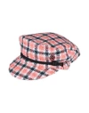Maison Michel Woman Hat Coral Size L Cotton, Viscose, Acrylic, Polyamide, Metallic Polyester In Red