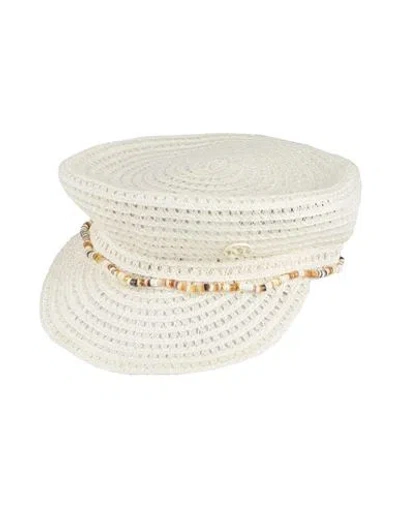 Maison Michel Woman Hat Off White Size L Hemp, Cotton