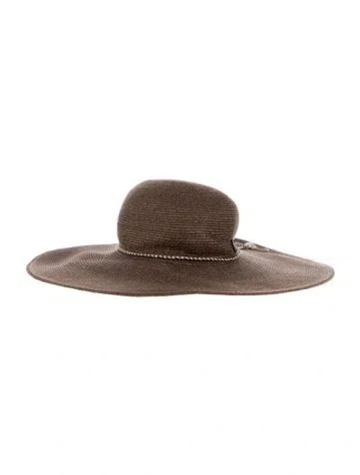 Pre-owned Maison Michel Women's Paper Sun Hat In Brown