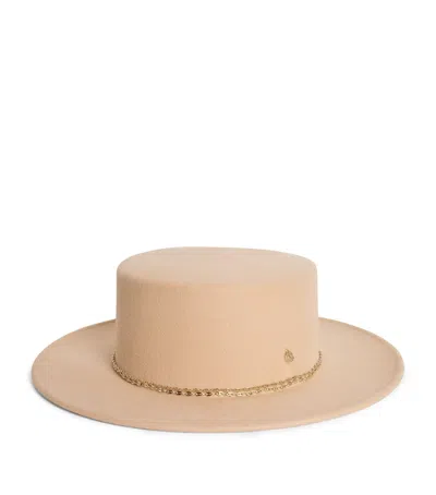 Maison Michel Wool Chain-embellished Kiki Hat In Beige