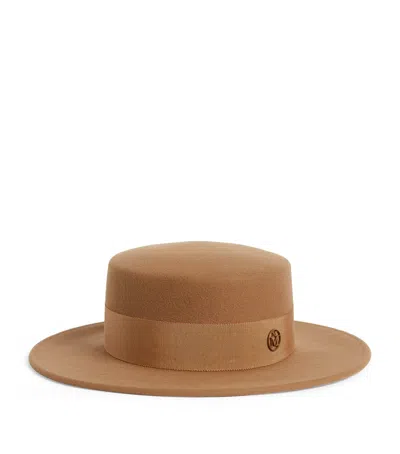 Maison Michel Wool Felt Fedora In Brown