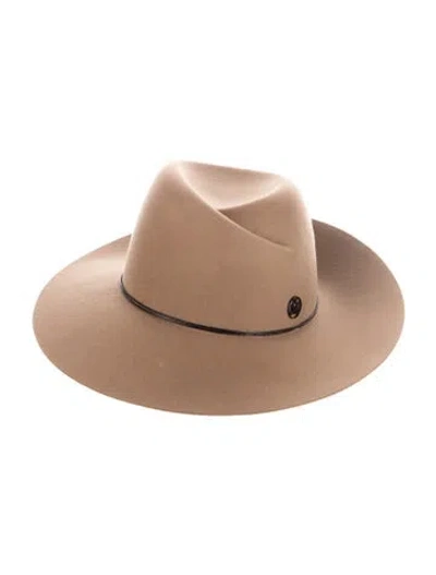 Pre-owned Maison Michel Wool Wide Brim Fedora Hat In Neutrals