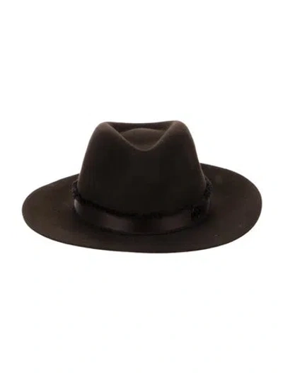 Pre-owned Maison Michel Woven Fedora Hat In Brown