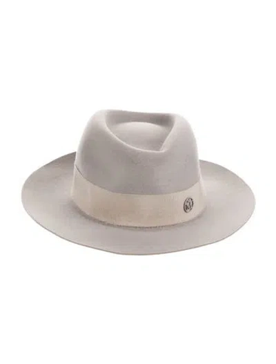 Pre-owned Maison Michel Woven Fedora Hat In Grey