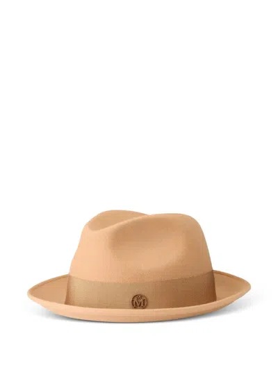 Maison Michel 이고르 그로그랭 트리밍 페도라 모자 In Brown