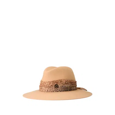 Maison Michel Zango Logo-plaque Hat In Brown