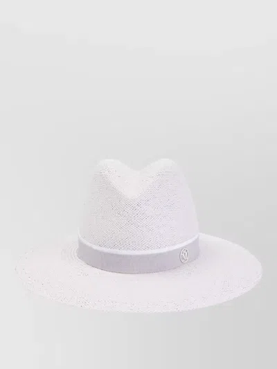 Maison Michel Zango Wide Brim Hat Ribbon Band In White