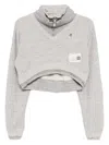 Maison Mihara Cropped Layered Pullover In Gray