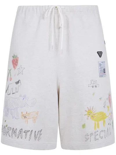 Maison Mihara Kids Doodle Shorts In White