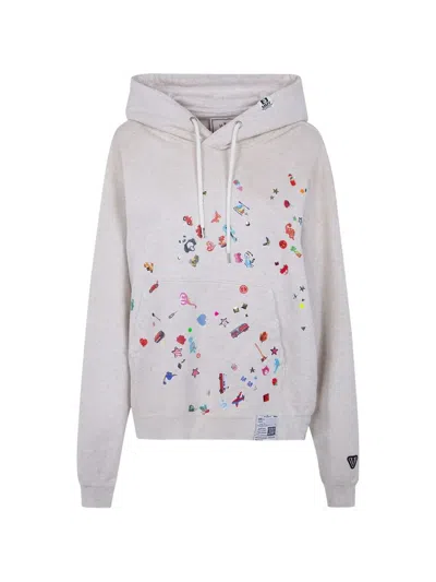Maison Mihara "kids Sticker" Hoodie In Gray
