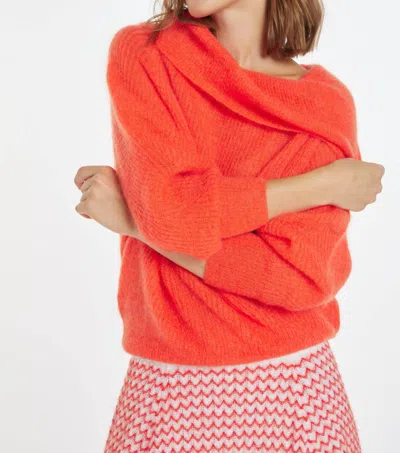 Maison Montagut Caelie Mohair Bardot Sweater In Orange