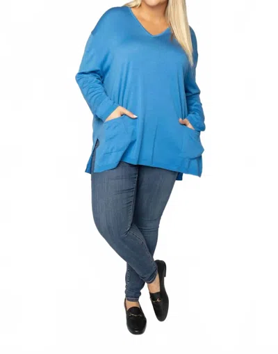 Maison Montagut Merino V-neck Pullover Sweater - Plus In Sapphire In Blue