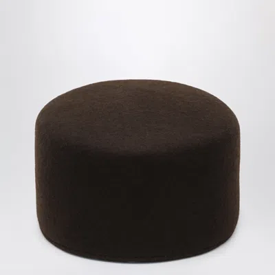 Maison Ola Black Le Pillbox Wool Hat