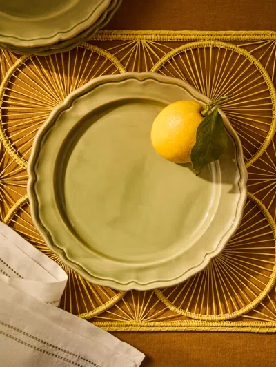 Maison Pichon Uzès Provence Hand-glazed Ceramic Dinner Plates - 11in/28cm (set Of 4) In Green