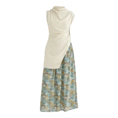 Maison Qala Neutrals / Green Buttercup Co-ord Set