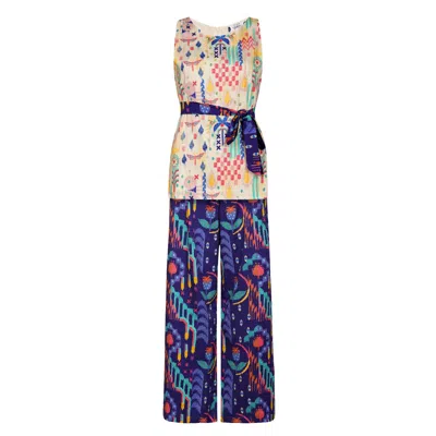 Maison Qala White / Purple Tropic Tantrum Co-ord Set In Multi