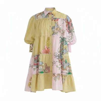 Maison Qala Women's Green / Pink Azalea Pink Dress In Multi