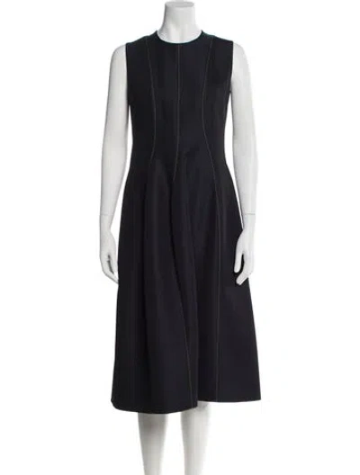 Pre-owned Maison Rabih Kayrouz Crew Neck Midi Length Dress In Blue