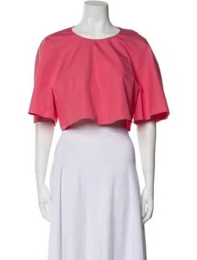 Pre-owned Maison Rabih Kayrouz Crew Neck Short Sleeve Crop Top In Pink