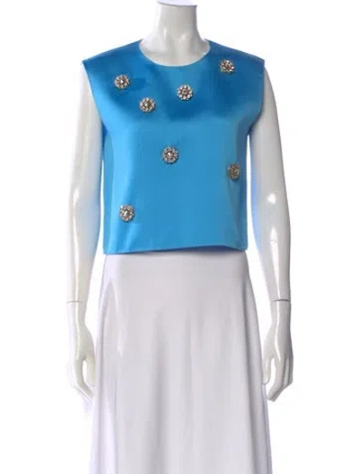 Pre-owned Maison Rabih Kayrouz Crew Neck Sleeveless Top In Blue