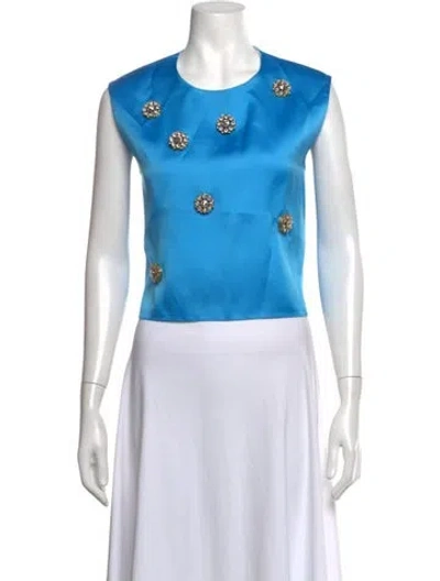 Pre-owned Maison Rabih Kayrouz Crew Neck Sleeveless Top In Blue
