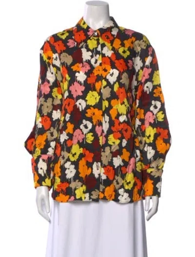 Pre-owned Maison Rabih Kayrouz Floral Print Long Sleeve Blouse In Multi